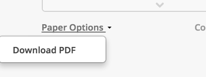Télécharger l'option PDF dans le menu Options papier,
