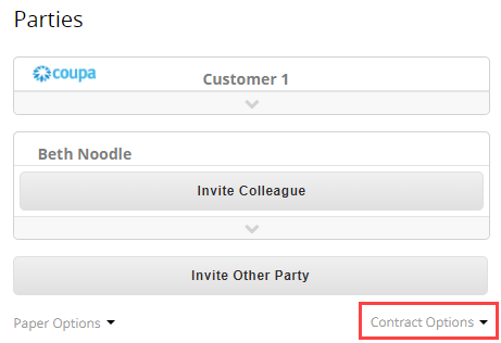 Contract Options button under Parties section.