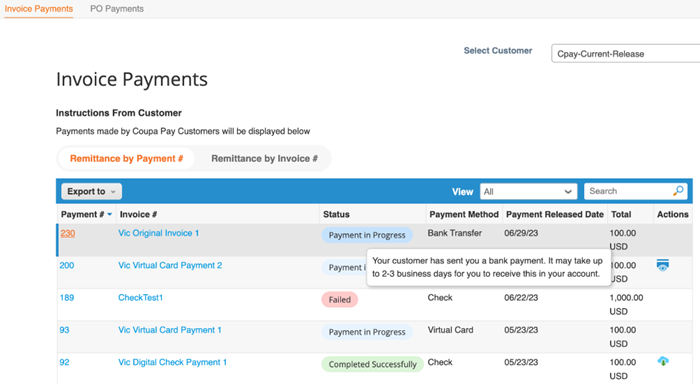 Invoice Payments in the CSP