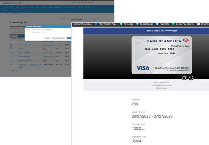 View your virtual card in the CSP