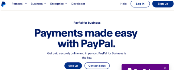 Sign up with PayPal
